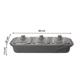 Jaypee Plus E3 Warmer Electric Casserole Set Triplicate Buffet Server Bottle Grey 1000 ml Each image 2