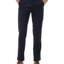 Van Heusen Navy Regular Fit Flat Front Trousers-image-43