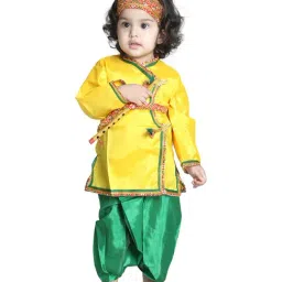 BownBee Kids Yellow Zari Work Kurta & Dhoti-image-11