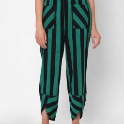 Mystere Paris Green & Black Striped Lounge Pants-image-41
