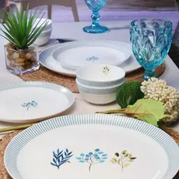 Goodhomes White & Green Opalware Dinner Set (Set of 4pcs Dinner & 4pcs Quarter Plate, 8pcs Veg Bowl)-24