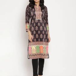 Ahalyaa Black Printed Straight Kurta-image-59