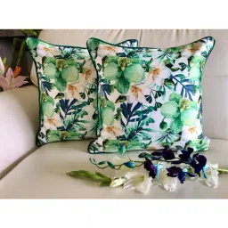 TARA Sparkling Homes Watercolors Green Polycotton Printed Cushion Cover-image-68