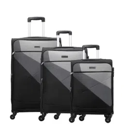Carriall Black 4 Wheel Large Soft Cabin Trolley Set of 3 - 78 cm-image-13