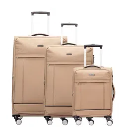 Carriall Beige 4 Wheel Large Soft Cabin Trolley Set of 3 - 79 cm-image-38