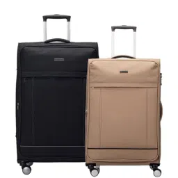 Carriall Black & Beige 4 Wheel Large Soft Cabin Trolley Set of 2 - 79 cm-image-49