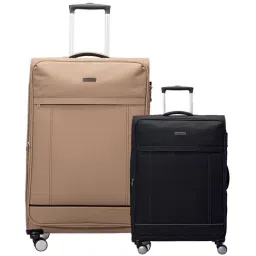 Carriall Beige & Black 4 Wheel Large Soft Cabin Trolley Set of 2 - 79 cm-image-51