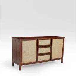 Fabindia Brown & Beige Sheesham Wood Textured Cabinet-image-37