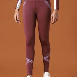Only Maroon Printed High Rise Tights-image-0