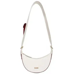 KLEIO White Textured Medium Sling Handbag-10