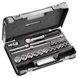 FACOM 12.7 mm (1/2 Inch) Standard Socket Set With Ratchet 6 Point, SL.161-2P6U (Set of 22)-2