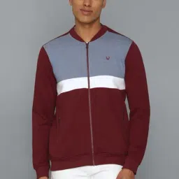 Allen Solly Maroon & Grey Cotton Regular Fit Colour Block Sweatshirts-picture-25