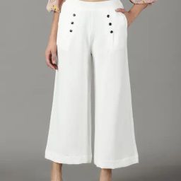 showoffff SHOWOFF White Straight Fit High Rise Parallel Trousers-picture-38