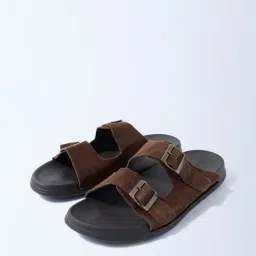 SOLEPLAY by Westside Brown Dual-Strap Leather Slip-On Sandals-picture-43