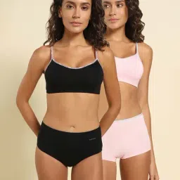Van Heusen Black & Pink Cotton Cami Bra - Pack of 2-image-44