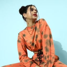 STREET 9 Women Bright Orange Printed Co-Ords-image-2