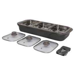 Jaypee Plus E3 Warmer Electric Casserole Set Triplicate Buffet Server Bottle Grey 1000 ml Each-56