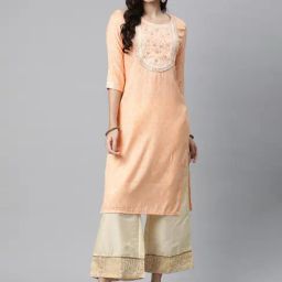 READIPRINT FASHIONS Peach Embroidered Straight Kurta-picture-48