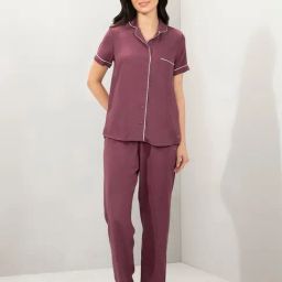 Amante Purple Relaxed Fit Solid Shirt And Pyjamas-picture-39