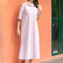 Moda Rapido Print Shirt Maxi Dress-image-11