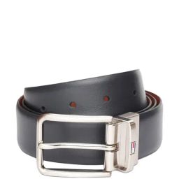 TOMMY HILFIGER Melitopol Black & Tan Leather Solid Reversible Belt For Men-image-27