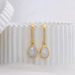 Perfectly Average Moonstone Dangling Studs-29