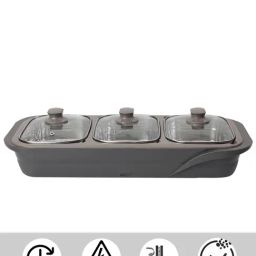 Jaypee Plus E3 Warmer Electric Casserole Set Triplicate Buffet Server Bottle Grey 1000 ml Each image 3