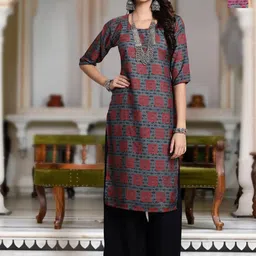 Moda Rapido Selection Of 2 Geometric Printed Round Neck Straight Kurta-image-43