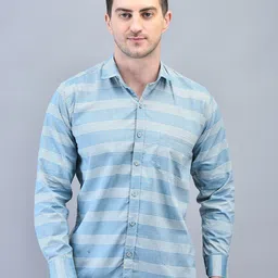 CODE OF HONOUR Men Comfort Horizontal Stripes Opaque Striped Casual Shirt-image-68