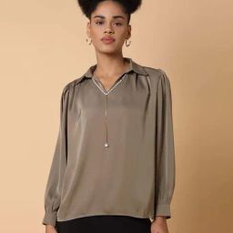 SHOWOFF Brown Regular Fit Top With Chain-23
