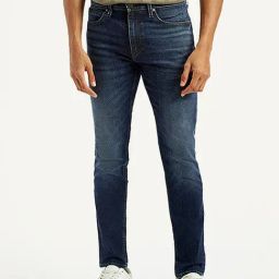 Levi's Dark Indigo Cotton Slim Tapered Fit Jeans-image-55