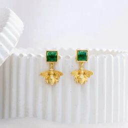Perfectly Average Studded Bee Drop Earrings-19