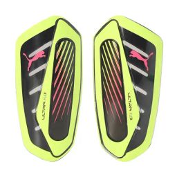 Puma ULTRA Flex Football Sleeves Unisex Yellow Alert Aged Silver Shin Guards - L-23