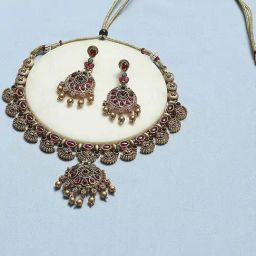 Biba Red Green Alloy Necklace Set for Women-image-88