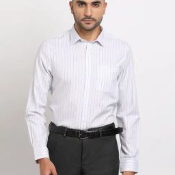 Turtle White Cotton Slim Fit Stripe Formal Shirt-picture-34