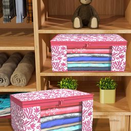 Kuber Industries Pink & Red 12 Pieces Printed Multi Utility Organisers-32