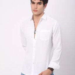 VASTRADO Core Fashion White Textured Shirt-image-88