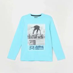Fame Forever by Lifestyle Kids Sky Blue Cotton Printed Full Sleeves T-Shirt-image-35