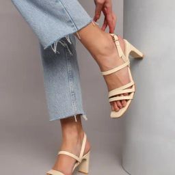Truffle Collection Women's Cream Back Strap Sandals-image-55