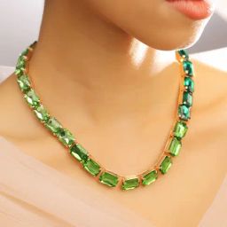 Rubans Gold-Tone Plated Green Set for Women-picture-41