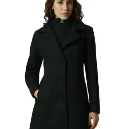 Allen Solly Dark Green Solid Overcoat-picture-17