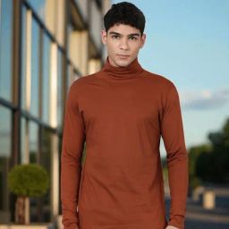 Kryptic Light Brown Cotton Regular Fit Solid T-Shirt-picture-11
