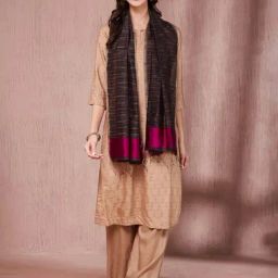 Fabindia Black Cotton Silk Stripes Stole-picture-45