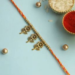 Aapno Rajasthan Golden Floral Charms Rakhi-picture-24