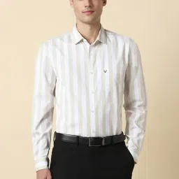 Allen Solly Beige Cotton Slim Fit Striped Shirt-image-65