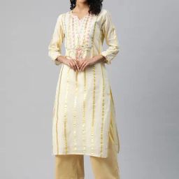 READIPRINT FASHIONS Beige Cotton Embroidered Straight Kurta-picture-41