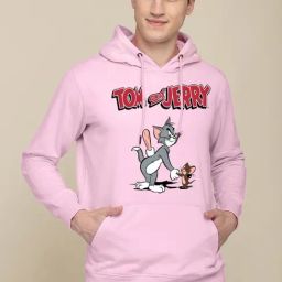 Free Authority Light Pink Regular Fit Tom & Jerry Printed Hooded Sweatshirt-picture-23