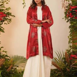 Sandlore Red Printed Shrug-36