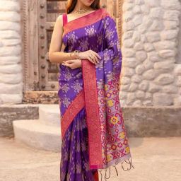 Soch Blue Other Woven Design Saree With Unstitched Blouse-picture-12