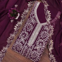 KALINI Women Poly Georgette Embroidered Dress Material-picture-11